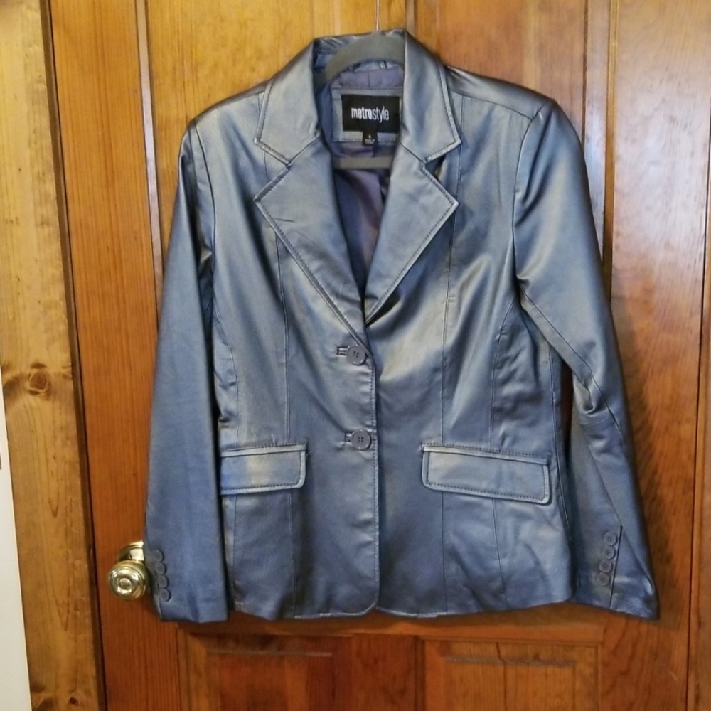 Silver Leather Blazer